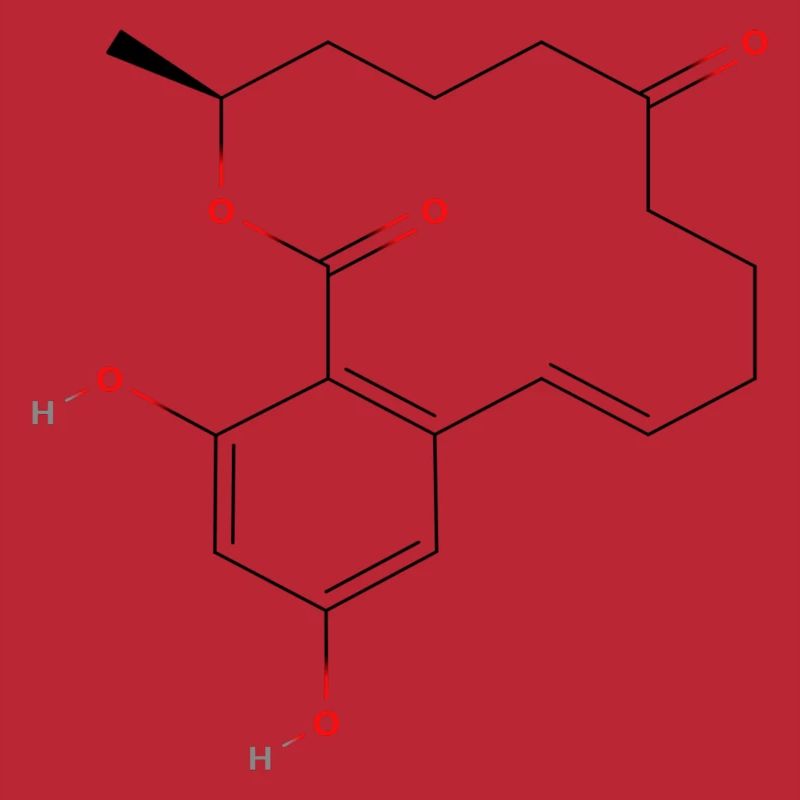 Zearalenone Molecule - Colored Structural Formula