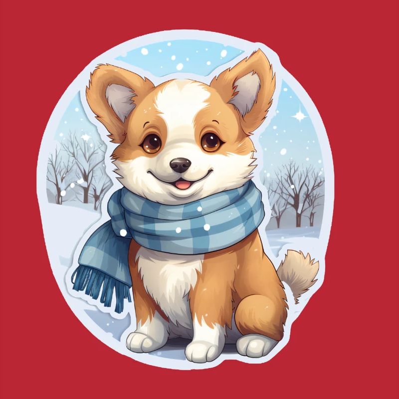 Welsh Corgi avec écharpe