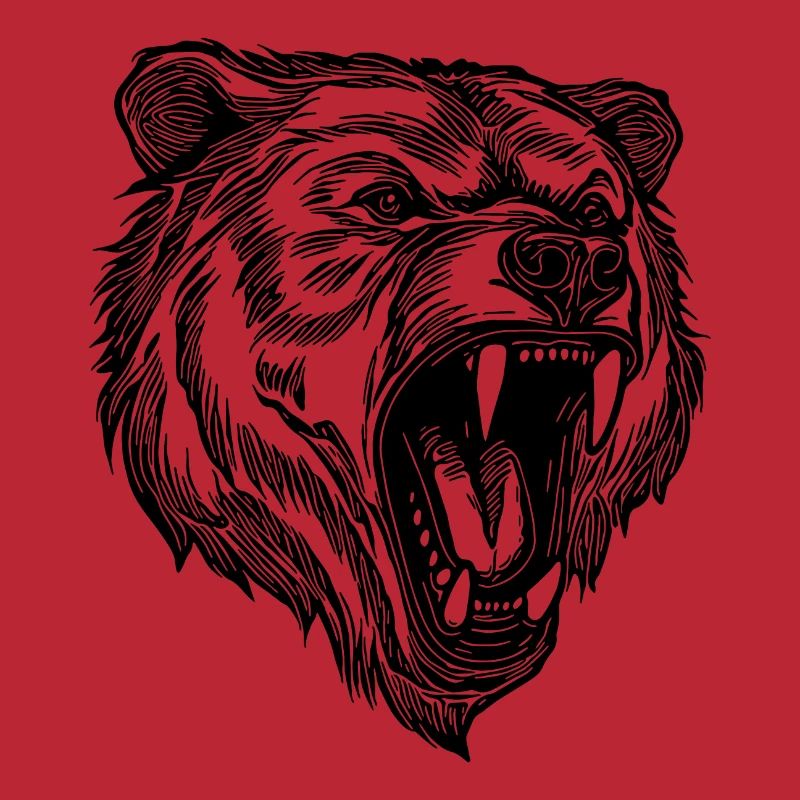 Wild evil bear head with sharp teeth