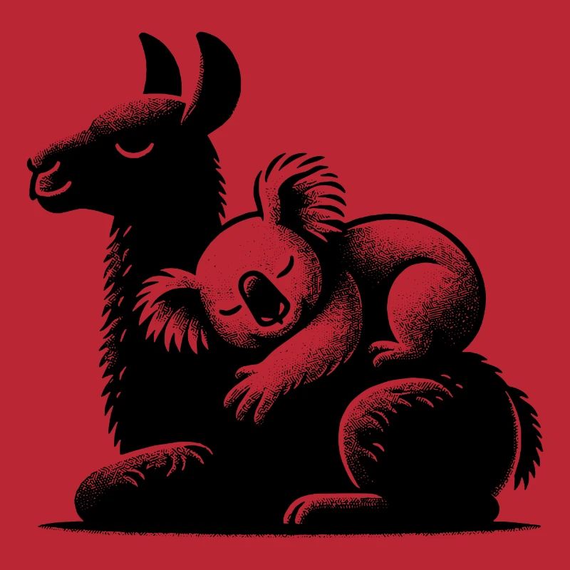Sleeping koala on a sleeping llama