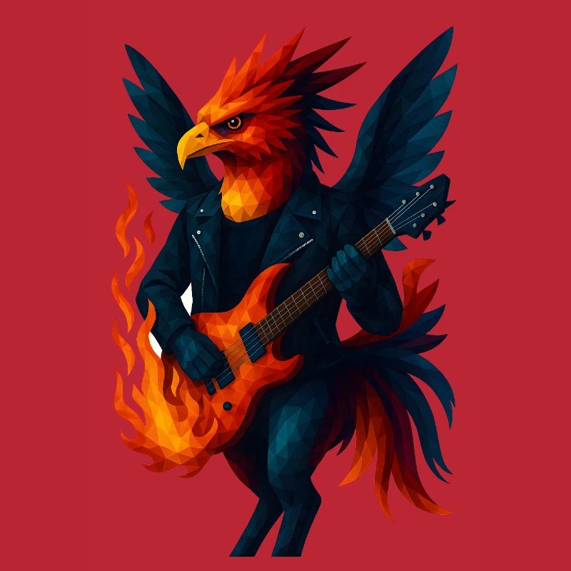 WPAP Style Animals - Guitariste Phoenix