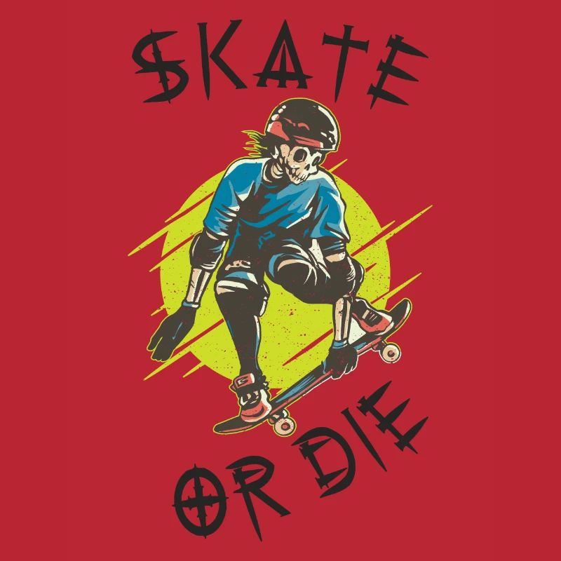 Skate oder stirb Skelett Skateboarder