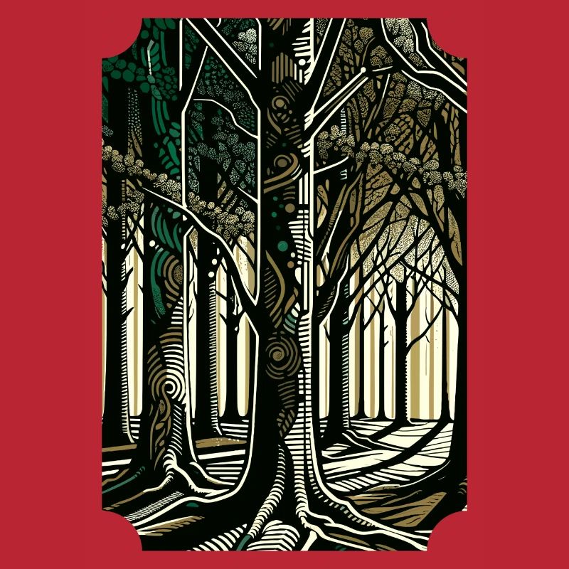 Enchanted Forest Pathway: Abstract Tree Art