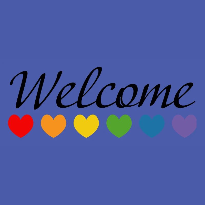 Regenbogenherzchen Welcome schwarz
