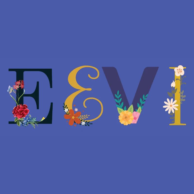 Nom EEVI décoré de fleurs