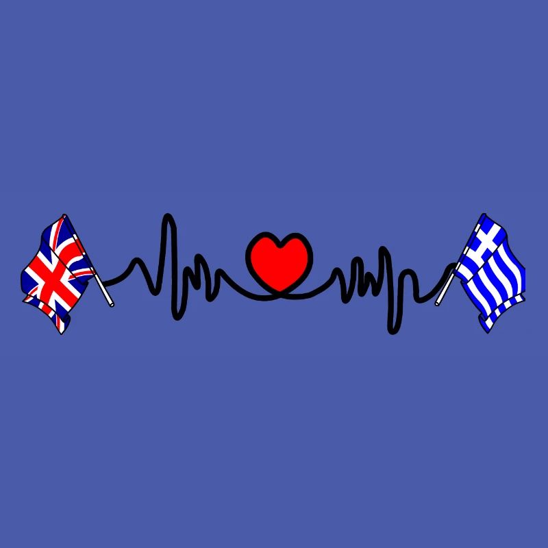 Cardio heart Drapeau Angleterre, drapeau Grèce