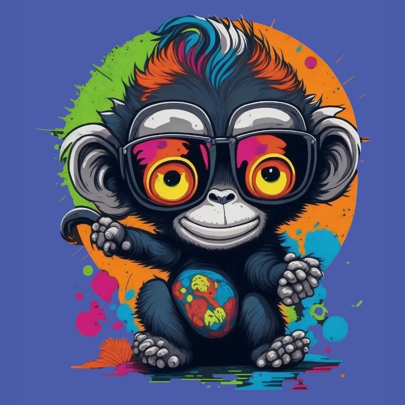 Neon Brillenaffe Splash - Affe - Äffchen