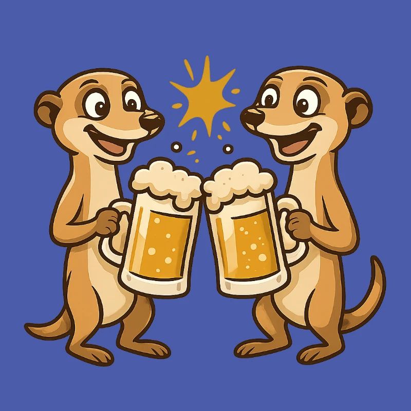 Fröhliche Ottern mit Bier
