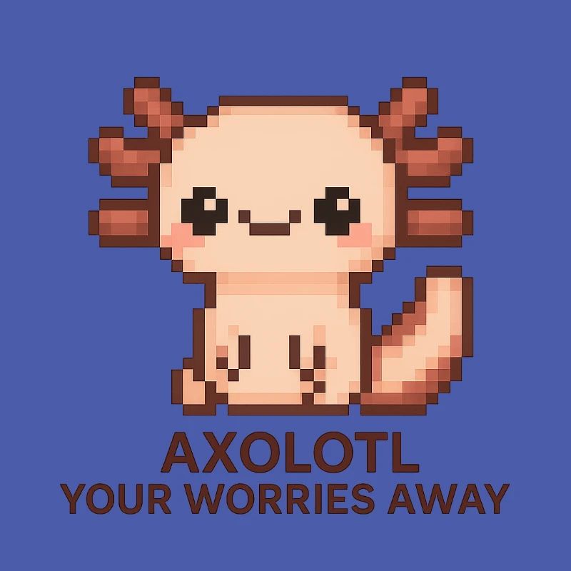 Pixelart Axolotl mit Witztext