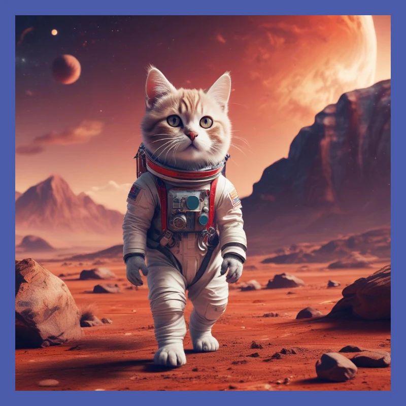 Astronaute chat sur Mars