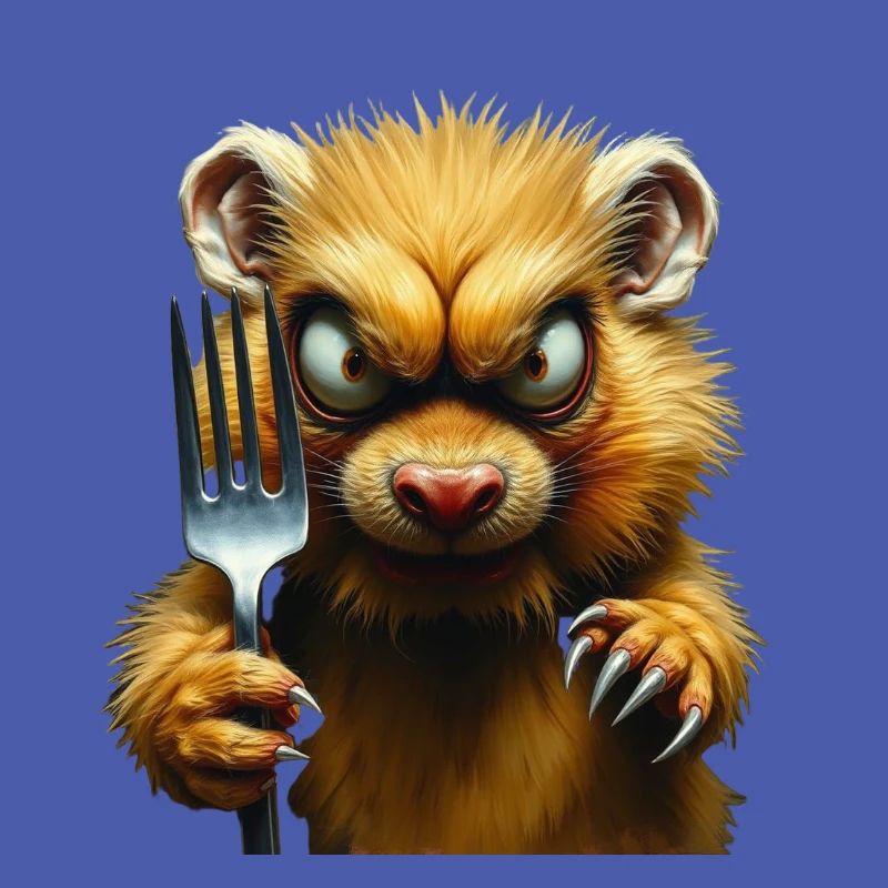 Horror hamster with fork