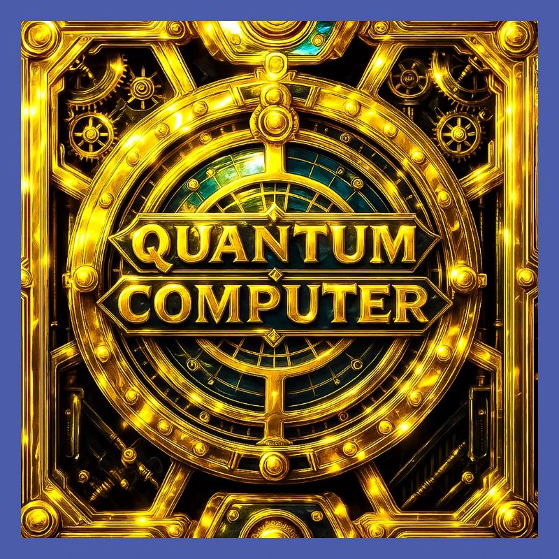 Goldenes Quantencomputer-Emblem