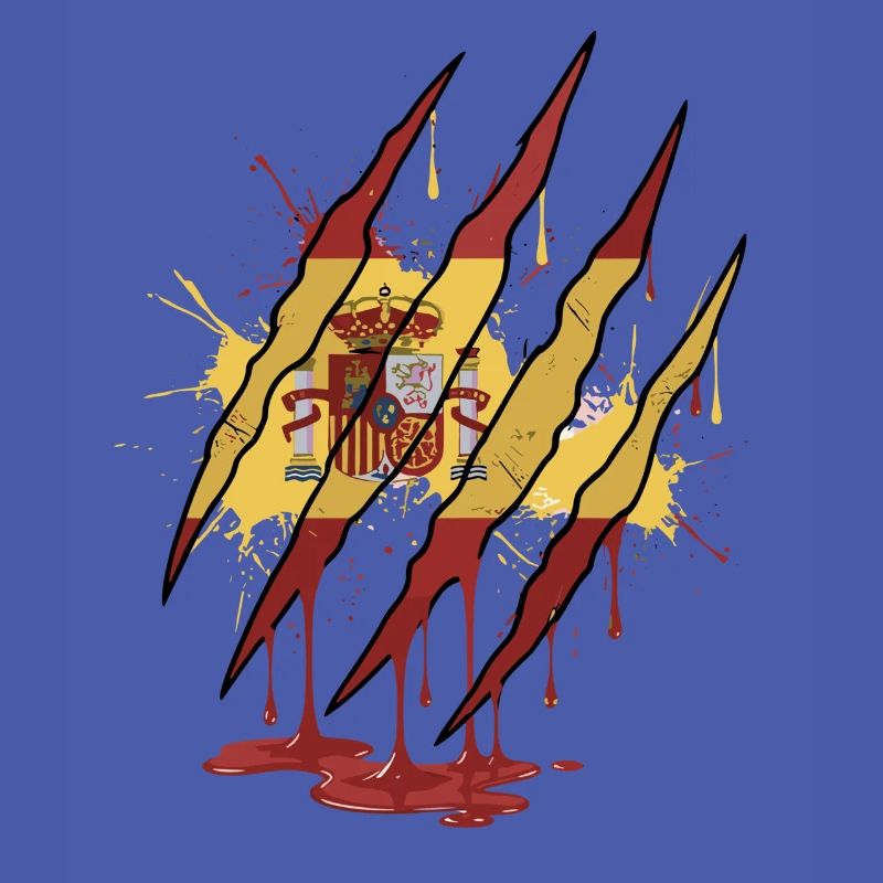 Scratch Mark Espagne Drapeau Griffe Style Grunge