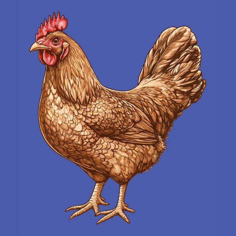 Chicken Illustration in Warm Feather Pattern