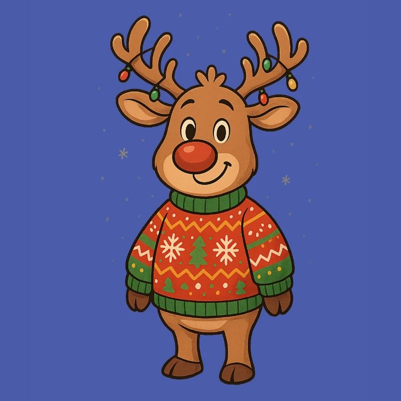 Cerf d’hiver en pull de Noël