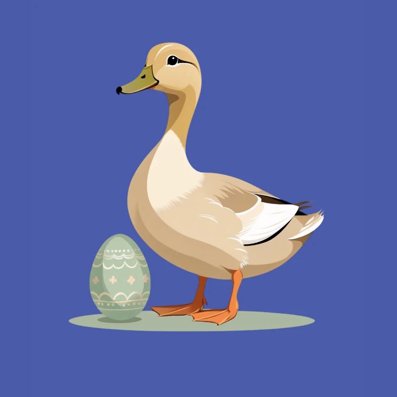 Spring duck with Easter egg