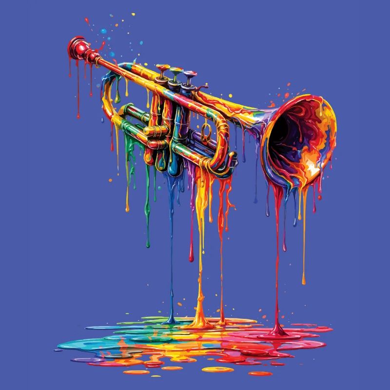 Trompette avec de la peinture qui goutte