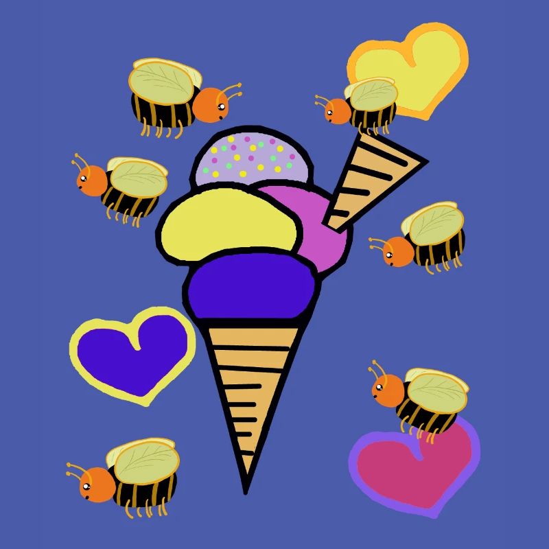 Retro Eis Eiskrem Eiscreme Bienen