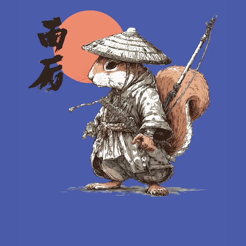 Samurai Squirrel under Red Sun