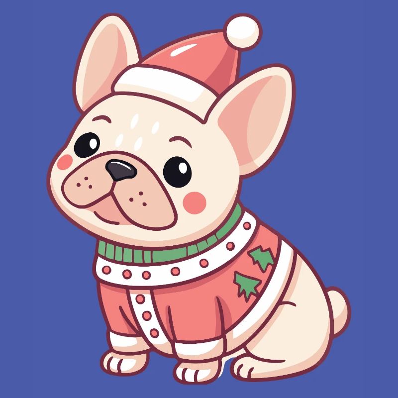 Chiot Noël en pull rouge