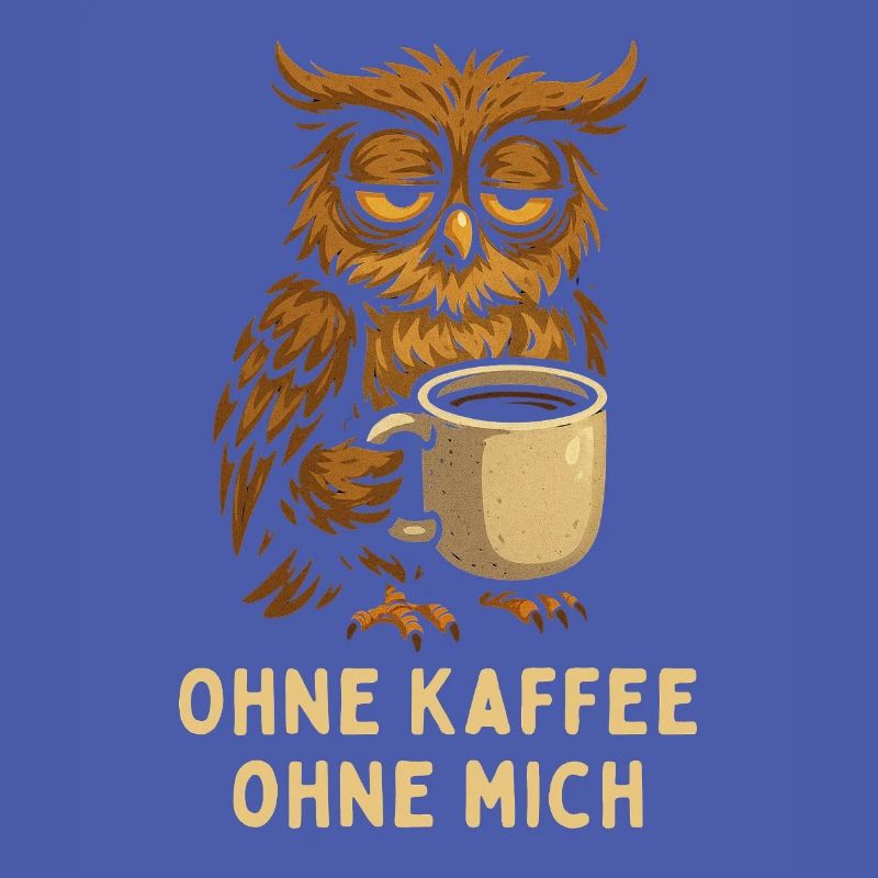Nickernde Eule mit Kaffee