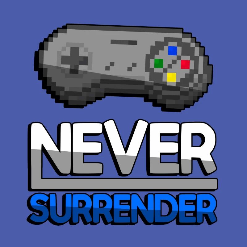 NEVER SURRENDER (Blue) + SNES Controller - Gaming