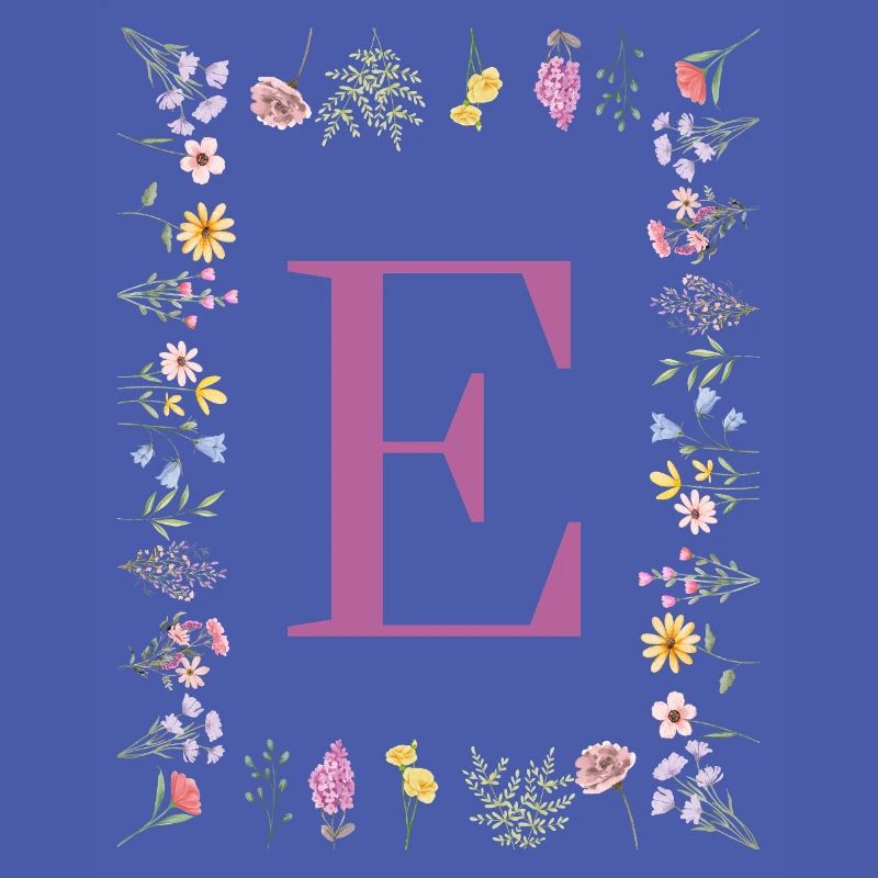 Monogram E with spring blossoms