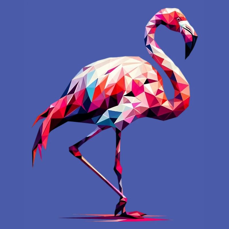 Flamant rose polygonal