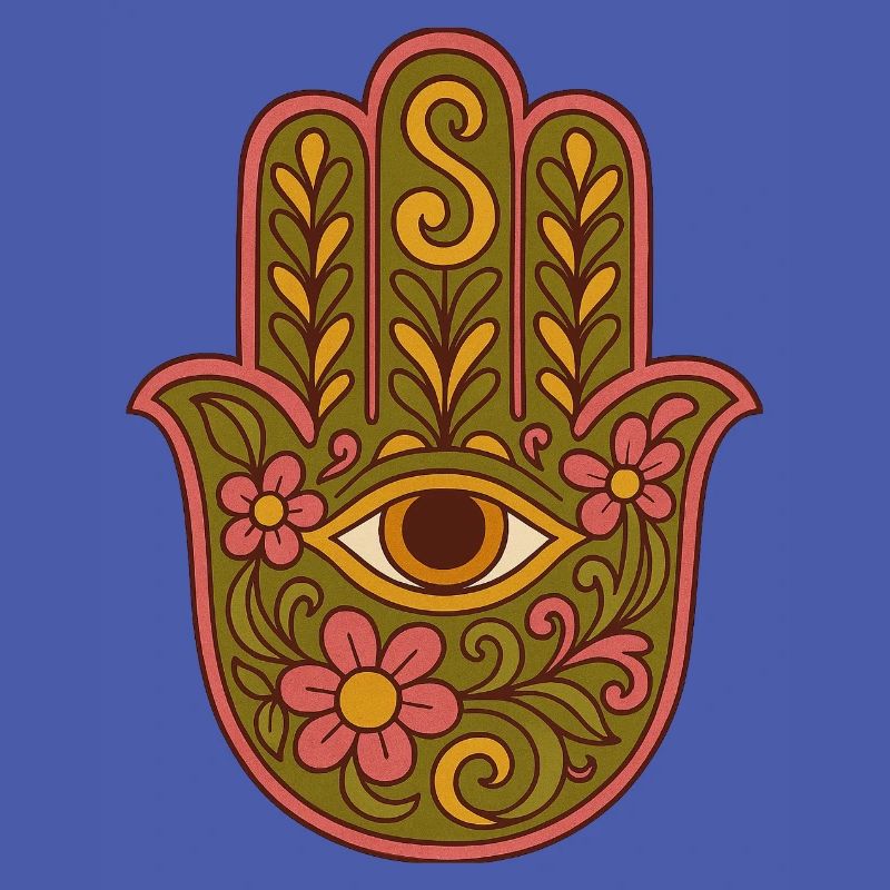 Hamsa oeil Floral Boho Artwork