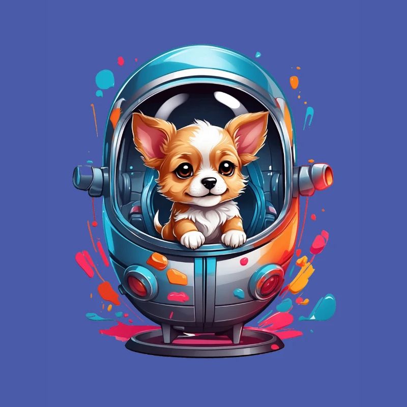 Chiot de l’espace en combinaison spatiale