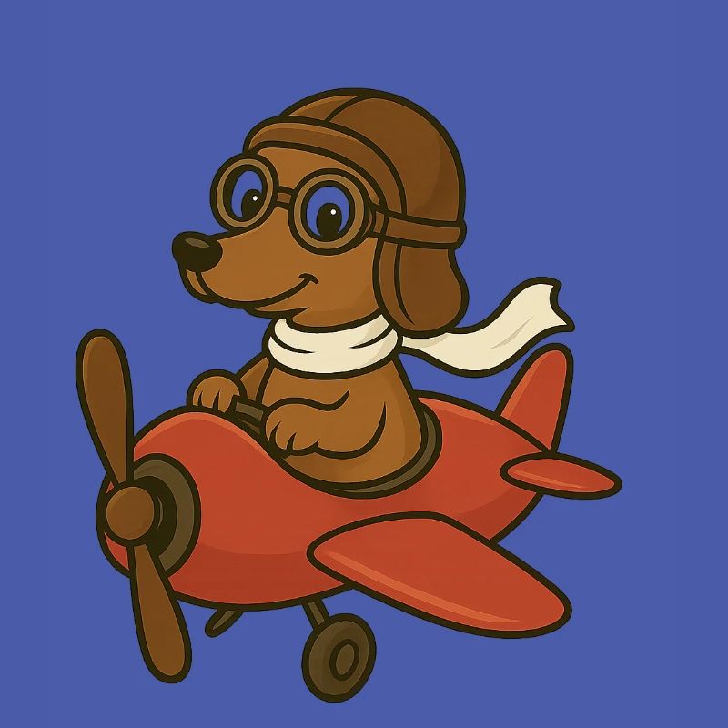 Abenteuerlicher Hund Pilot im Flugzeug