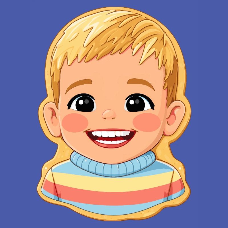 Motif biscuit : enfant joyeux avec un pull coloré
