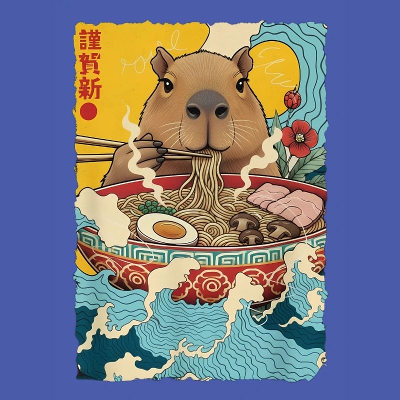 Capybara Eats Ramen Noodles
