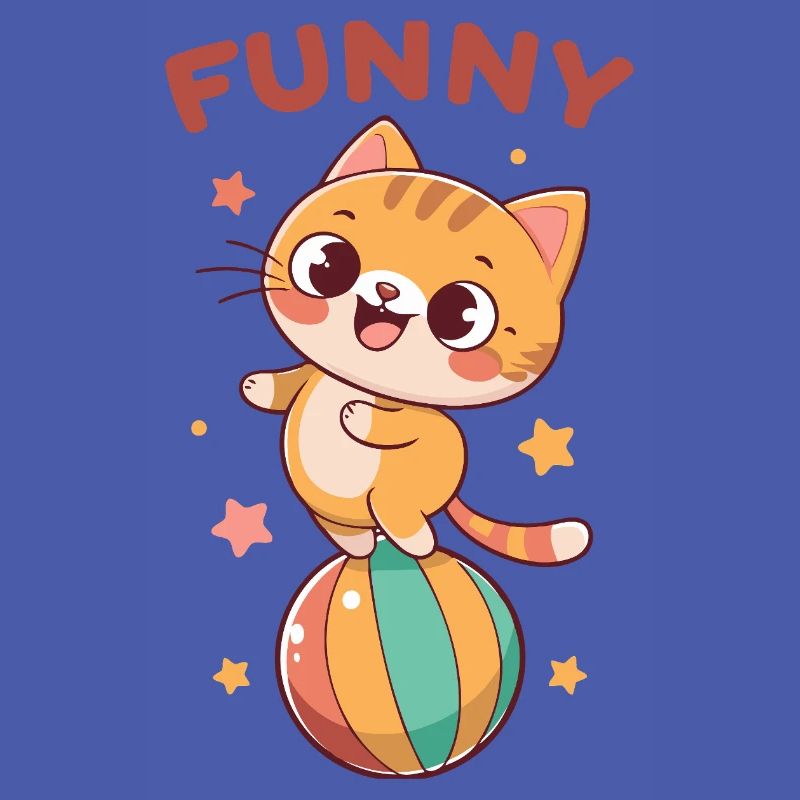 Freche Katze auf Regenbogenball
