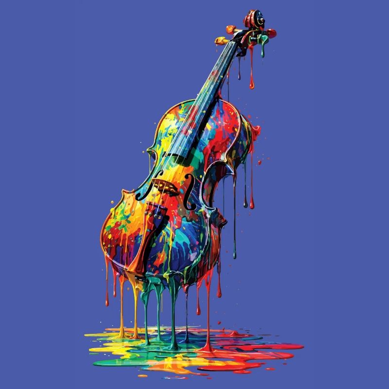 Violin with dripping paint