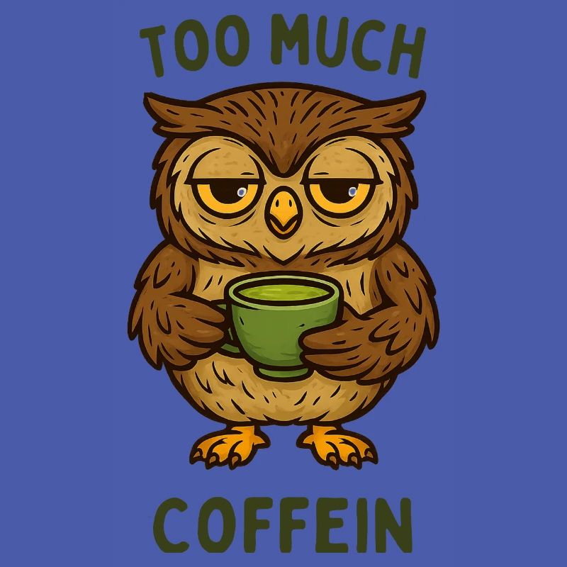Nickernde Eule mit Kaffeebecher