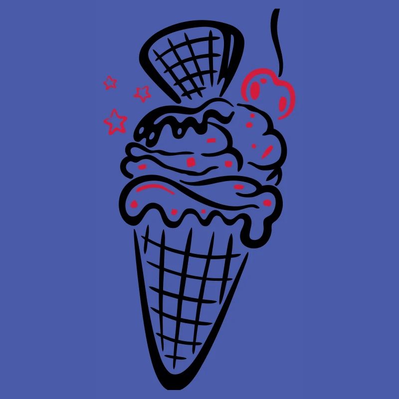 Eis, Eiswaffel mit Kirsche