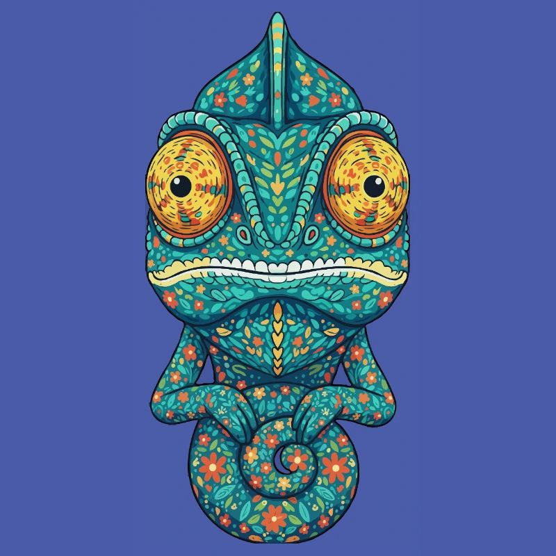 Chameleon with Floral Pattern