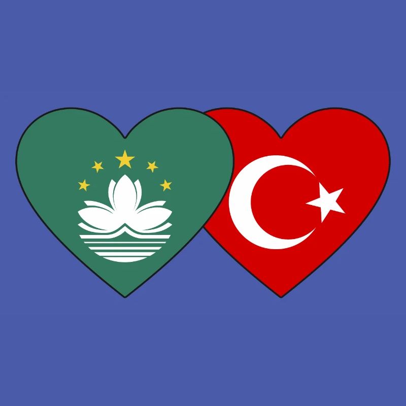 Cœur de drapeau de la dinde de Macao
