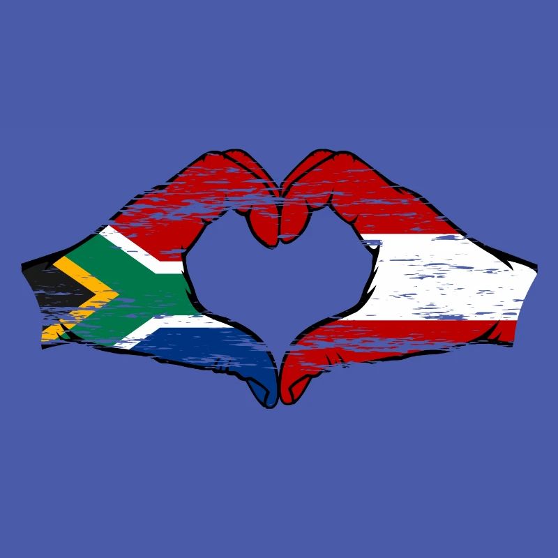 Afrique du Sud Autriche Drapeau Mains Coeur Forme Utilisé