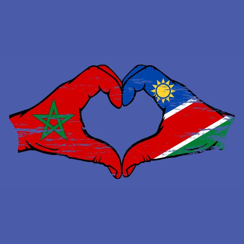 Morocco Namibia Flag Hands Heart Shape