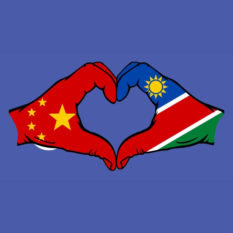 China Namibia Flag Hands Heart Shape