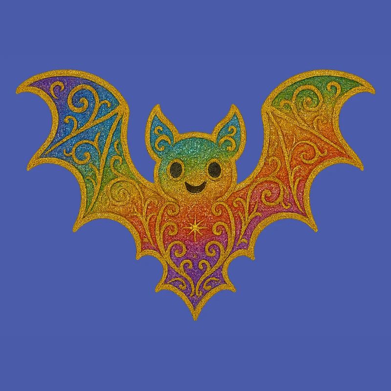Regenbogenfledermaus mit Glitterrand