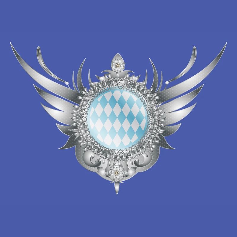 Silver wing crest with diamond pattern