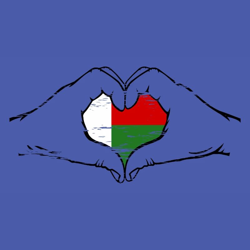 Drapeau de Madagascar en forme de coeur utilisé