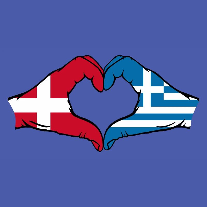 Danemark Grèce Drapeau Mains Coeur Forme