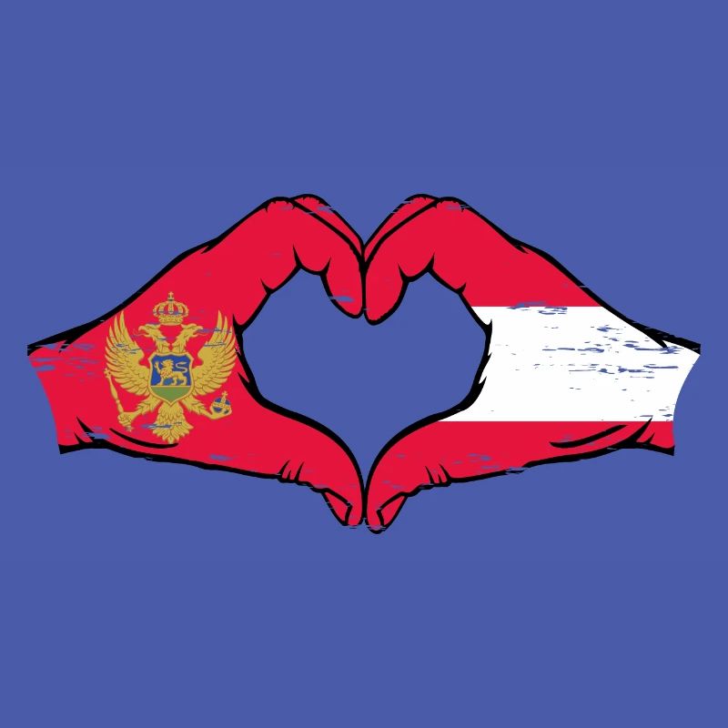Monténégro Autriche drapeau mains forme de coeur utilisé