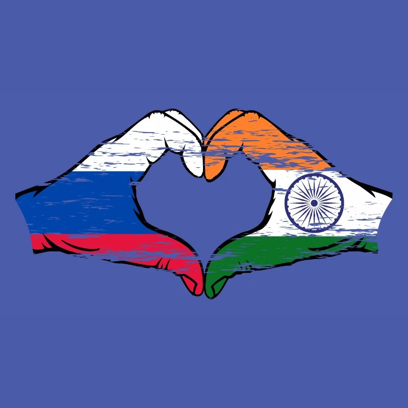 Russie Inde mains forme de coeur utilisé