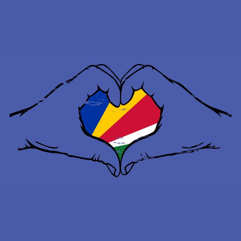 Drapeau des Seychelles mains forme de coeur utilisé