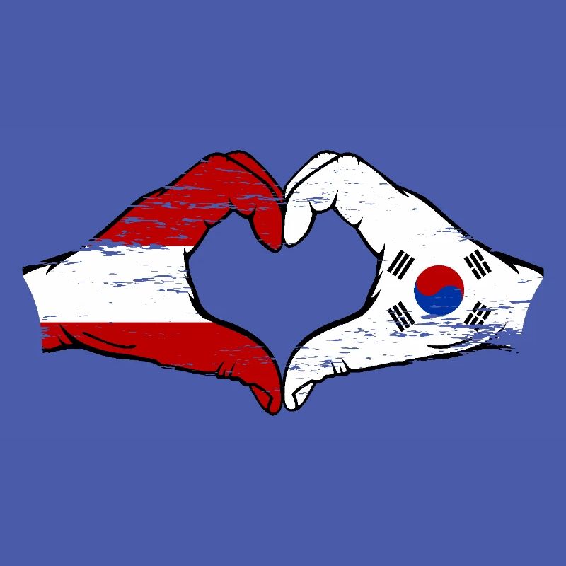 Autriche Corée du Sud Drapeau Mains Coeur Forme Utilisé